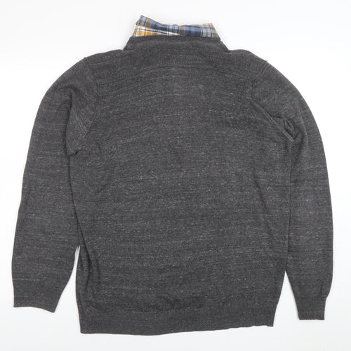 Marks and Spencer North Coast Grey Knit Long Sleeve Collared Polo L