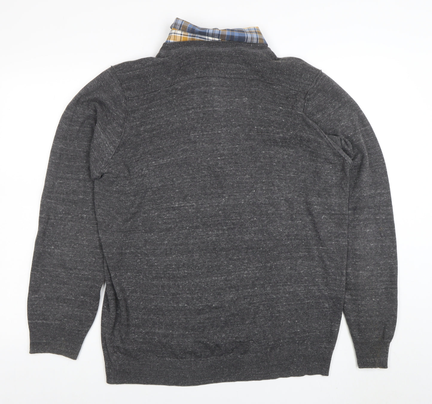 Marks and Spencer North Coast Grey Knit Long Sleeve Collared Polo L