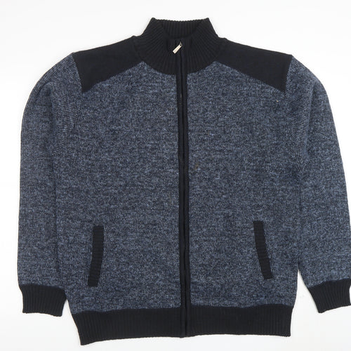 Charles Norton Men’s Blue Full Zip Knit Jumper 2XL High Neck