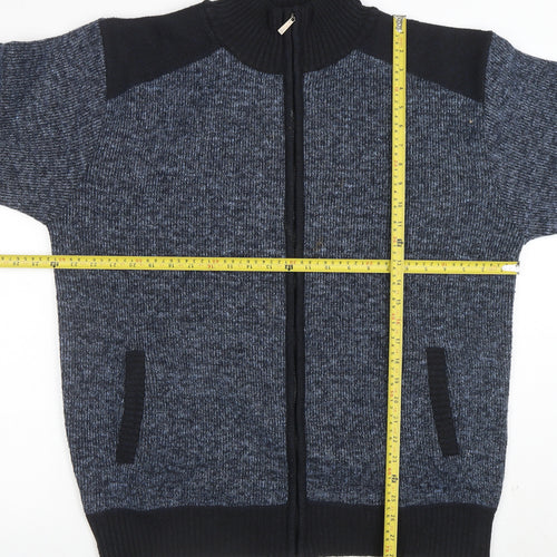 Charles Norton Men’s Blue Full Zip Knit Jumper 2XL High Neck