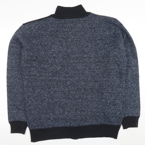 Charles Norton Men’s Blue Full Zip Knit Jumper 2XL High Neck