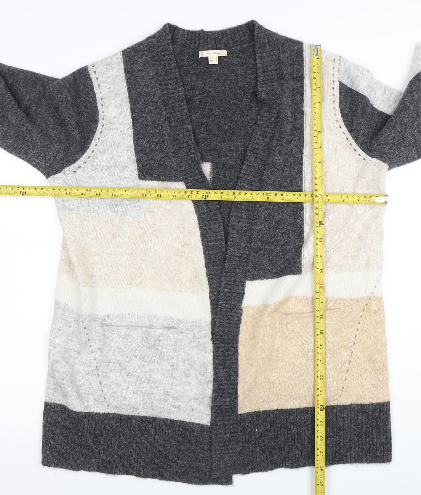 White Stuff Women’s Multicoloured Geometric Knit Cardigan UK 12