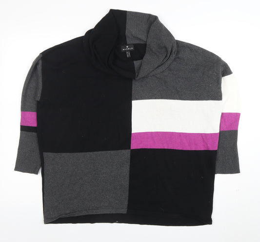 Marble Womens Black Colour Block Cowl Neck Cotton Jumper Size 12