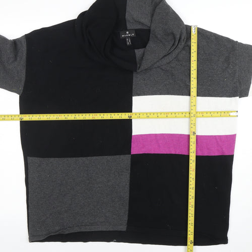 Marble Womens Black Colour Block Cowl Neck Cotton Jumper Size 12