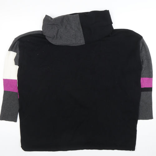 Marble Womens Black Colour Block Cowl Neck Cotton Jumper Size 12