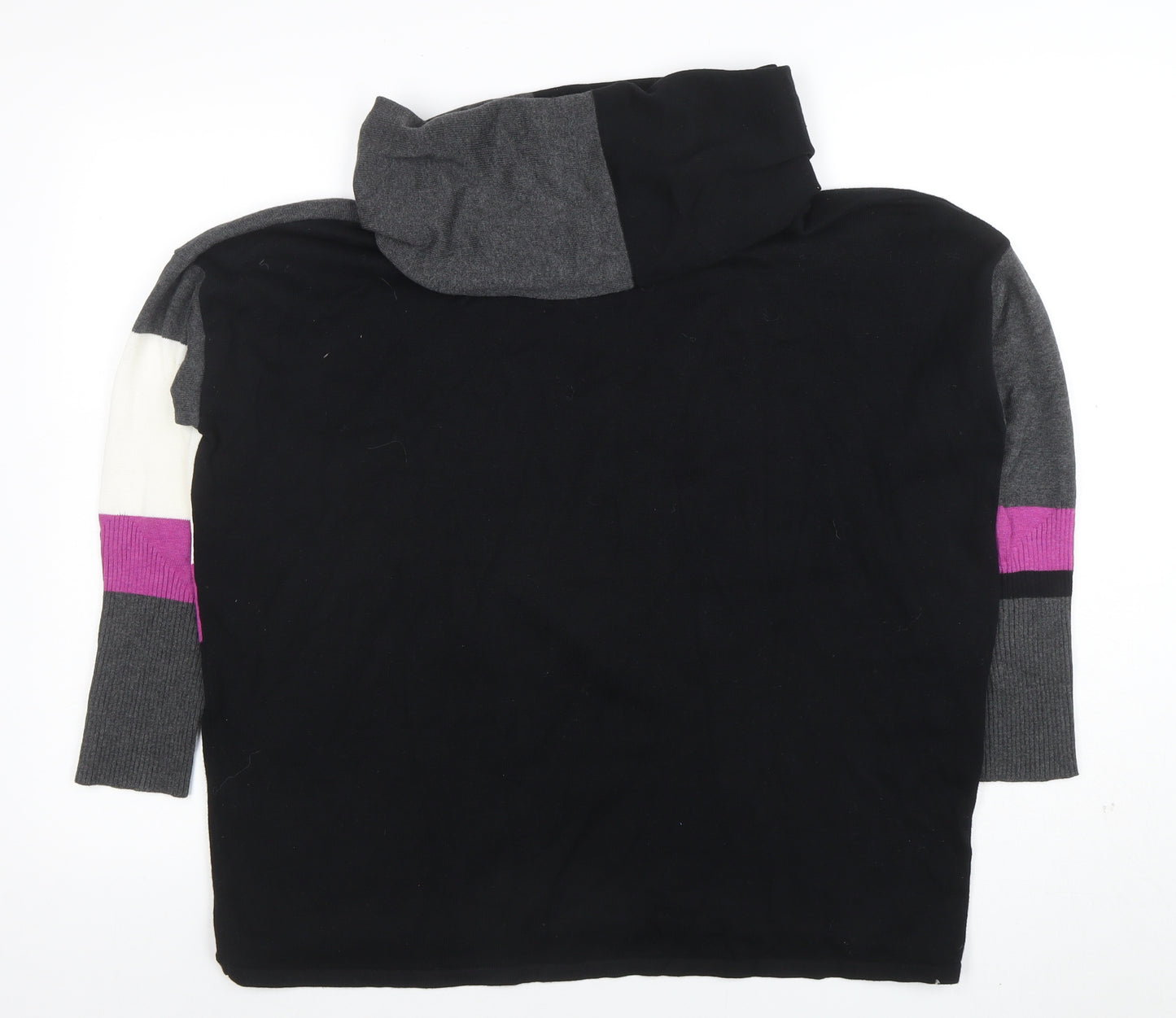 Marble Womens Black Colour Block Cowl Neck Cotton Jumper Size 12