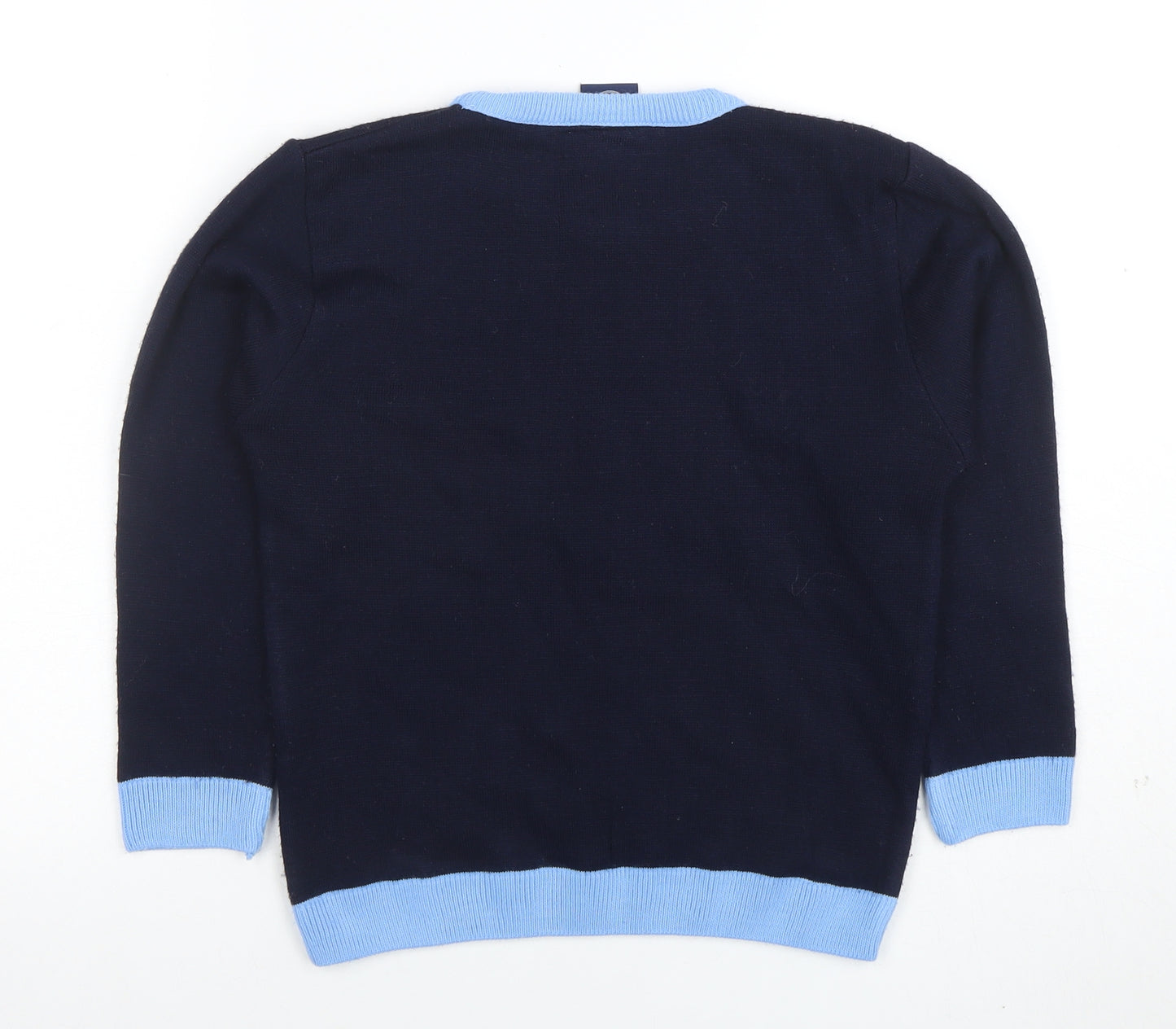 Manchester City Boys Navy Blue Acrylic Crew Neck Jumper 11/12 Years Christmas Design