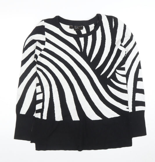 bpc Selection Women’s Black White Jumper Zebra Print Long Sleeve Size S
