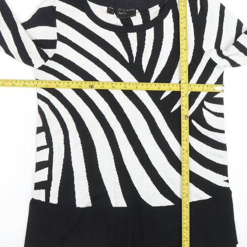 bpc Selection Women’s Black White Jumper Zebra Print Long Sleeve Size S