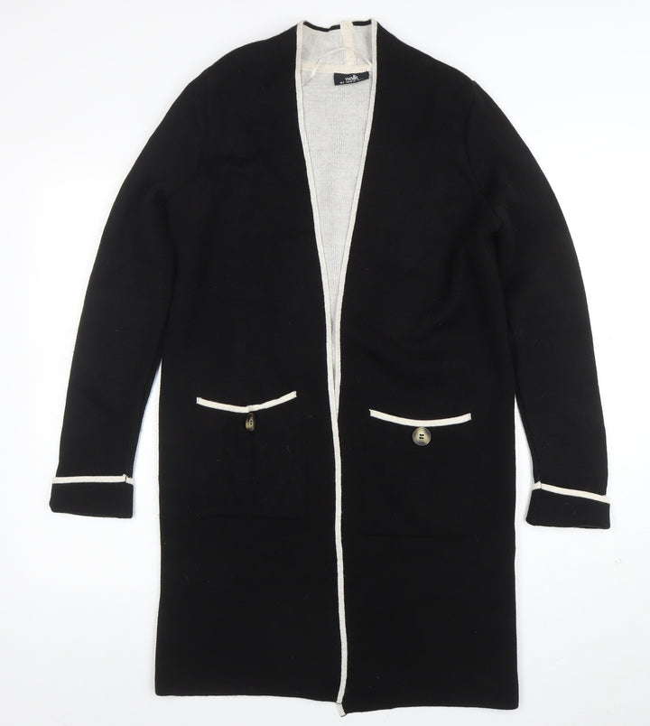 Wallis Womens Black Long Cardigan with White Trim Size S