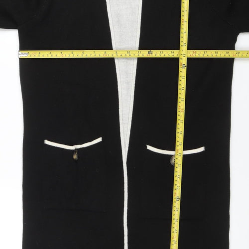 Wallis Womens Black Long Cardigan with White Trim Size S