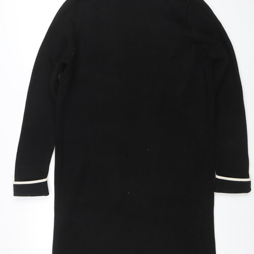 Wallis Womens Black Long Cardigan with White Trim Size S