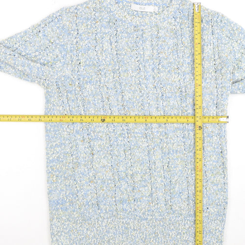 Isle Women's Blue Chunky-Knit Crew Neck Pullover Jumper Size S