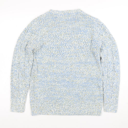 Isle Women's Blue Chunky-Knit Crew Neck Pullover Jumper Size S