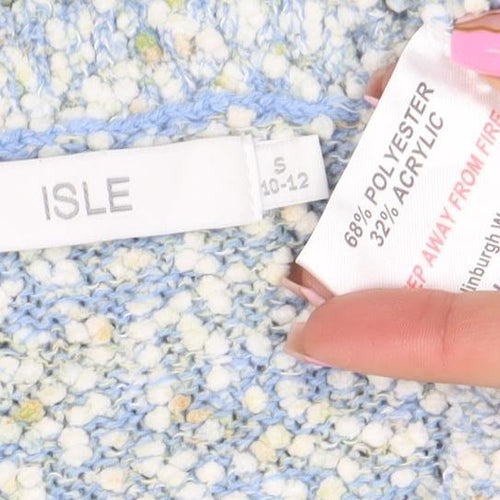Isle Women's Blue Chunky-Knit Crew Neck Pullover Jumper Size S