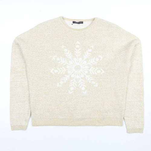 Limited Edition Women's Beige Size 10 Winter Snowflake Knit Jumper