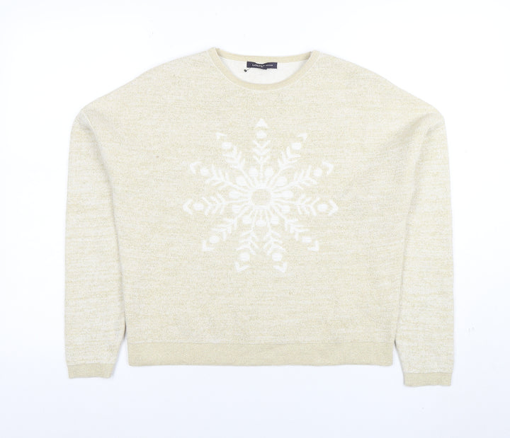 Limited Edition Women's Beige Size 10 Winter Snowflake Knit Jumper
