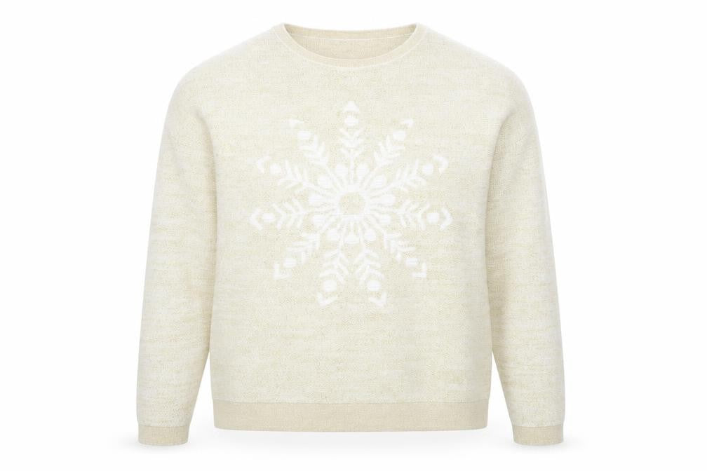 Front view of Limited Edition Women's Beige, size 10, Winter Snowflake Knit Jumper