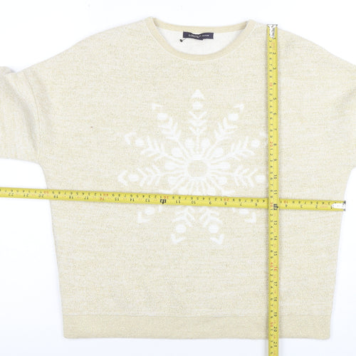 Limited Edition Women's Beige Size 10 Winter Snowflake Knit Jumper