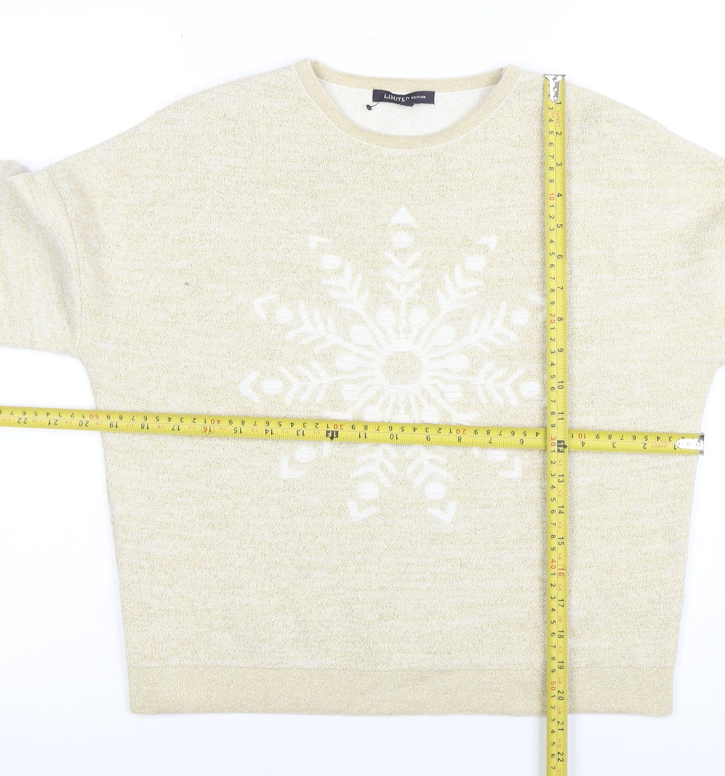 Limited Edition Women's Beige Size 10 Winter Snowflake Knit Jumper