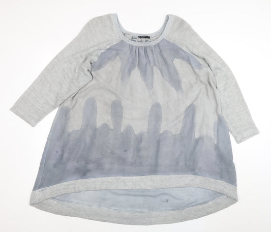 Klass Women Grey XL Tunic Blouse Acrylic Knit 3/4 Sleeve Scoop Neck