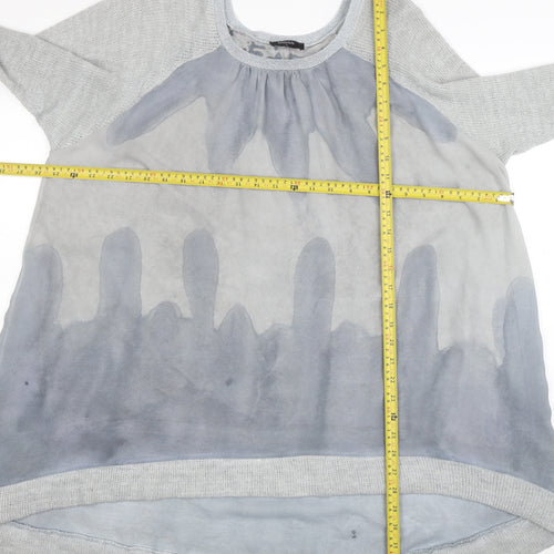 Klass Women Grey XL Tunic Blouse Acrylic Knit 3/4 Sleeve Scoop Neck