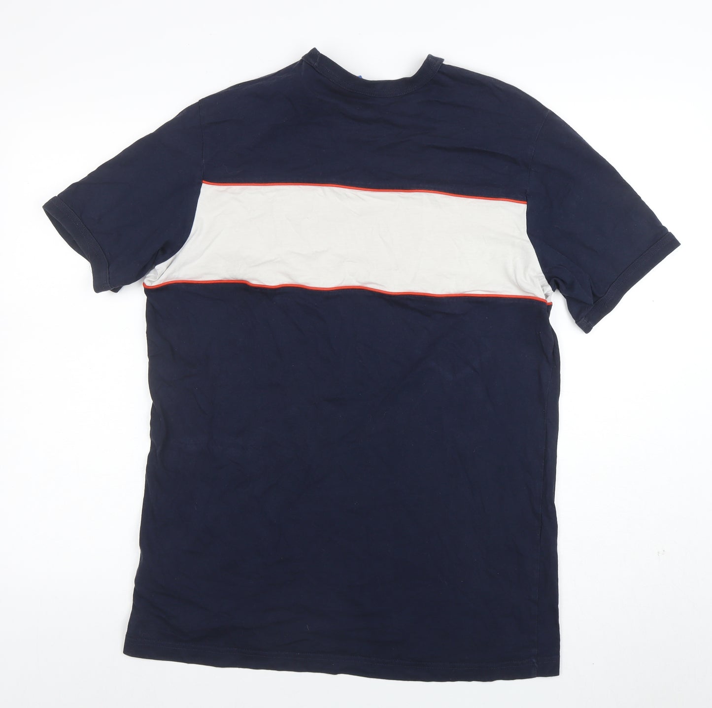 Adidas Men's Blue Colourblock Retro Logo T-Shirt Size L