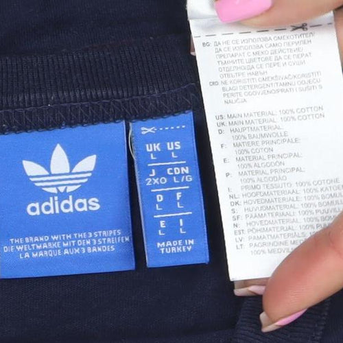 Adidas Men's Blue Colourblock Retro Logo T-Shirt Size L