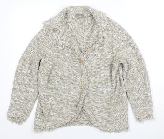 South Women’s Beige Knit Button Cardigan L Long Sleeve