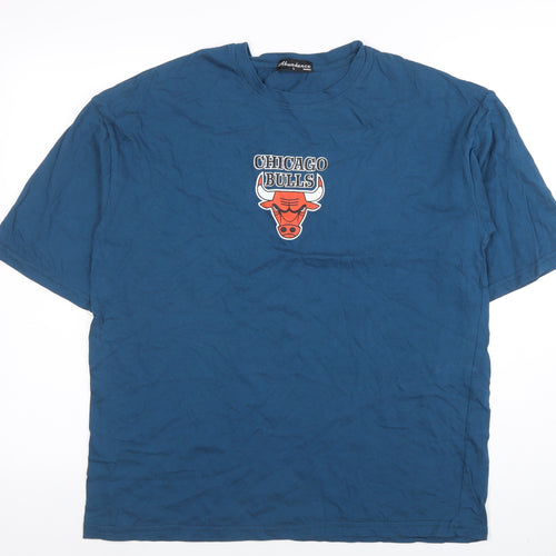 Alundance Basics Men Blue Chicago Bulls Graphic T-Shirt L Regular Fit