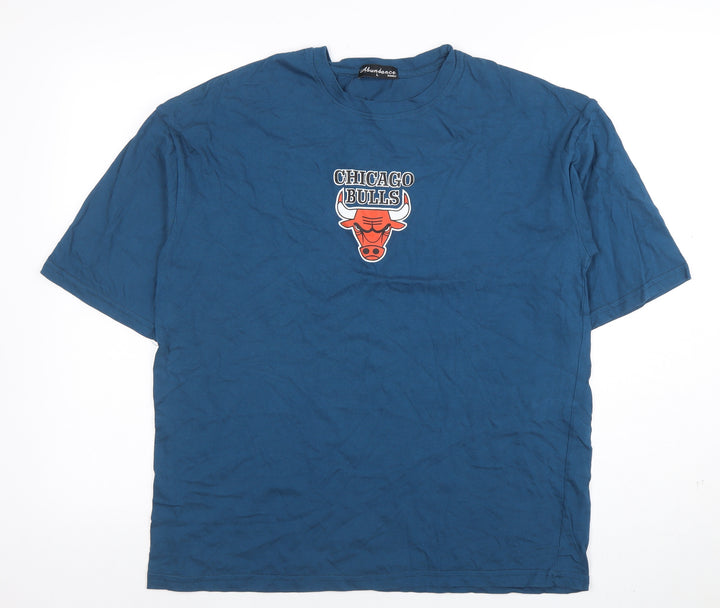 Alundance Basics Men Blue Chicago Bulls Graphic T-Shirt L Regular Fit