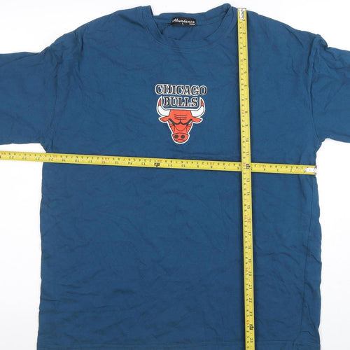 Alundance Basics Men Blue Chicago Bulls Graphic T-Shirt L Regular Fit