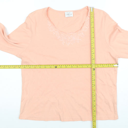 Eastex Women's Pink 3/4 Sleeve Cotton Embroidered Top Size L
