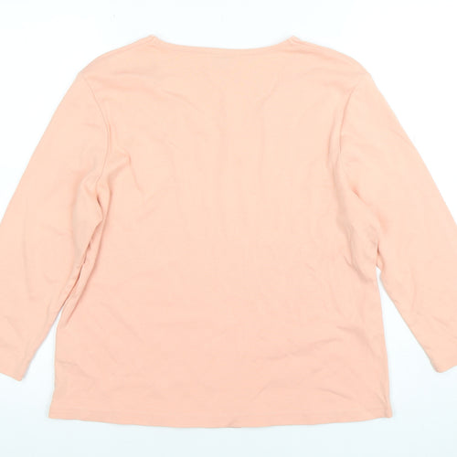 Eastex Women's Pink 3/4 Sleeve Cotton Embroidered Top Size L
