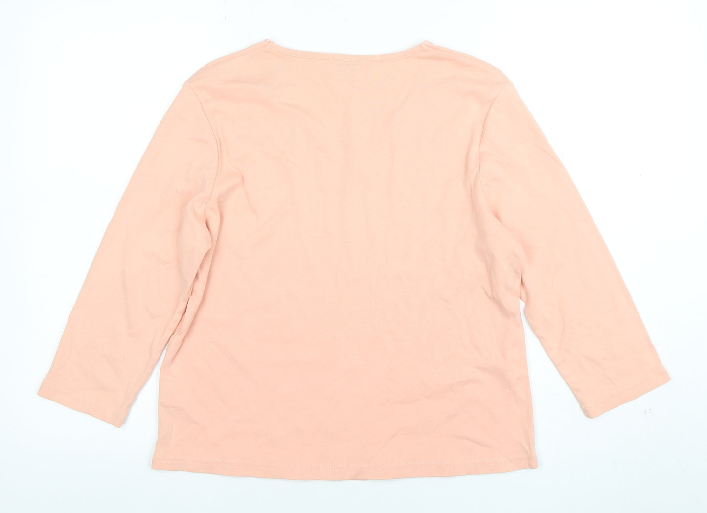 Eastex Women's Pink 3/4 Sleeve Cotton Embroidered Top Size L
