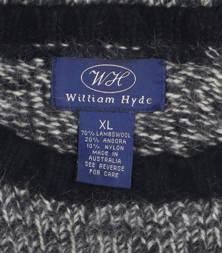 William Hyde Men's Grey XL Crew Neck Lambswool Angora Jumper