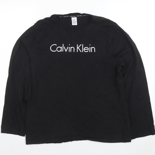 Calvin Klein Men's Black Long Sleeve Crew Neck Logo T-Shirt Size L