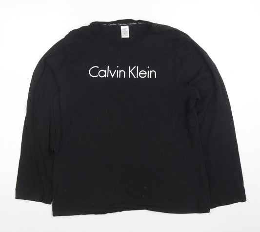 Calvin Klein Men's Black Long Sleeve Crew Neck Logo T-Shirt Size L