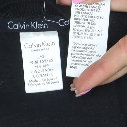 Calvin Klein Men's Black Long Sleeve Crew Neck Logo T-Shirt Size L