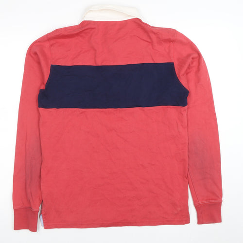 Gant Men's Red & Navy Long Sleeve Cotton Polo Shirt Size S