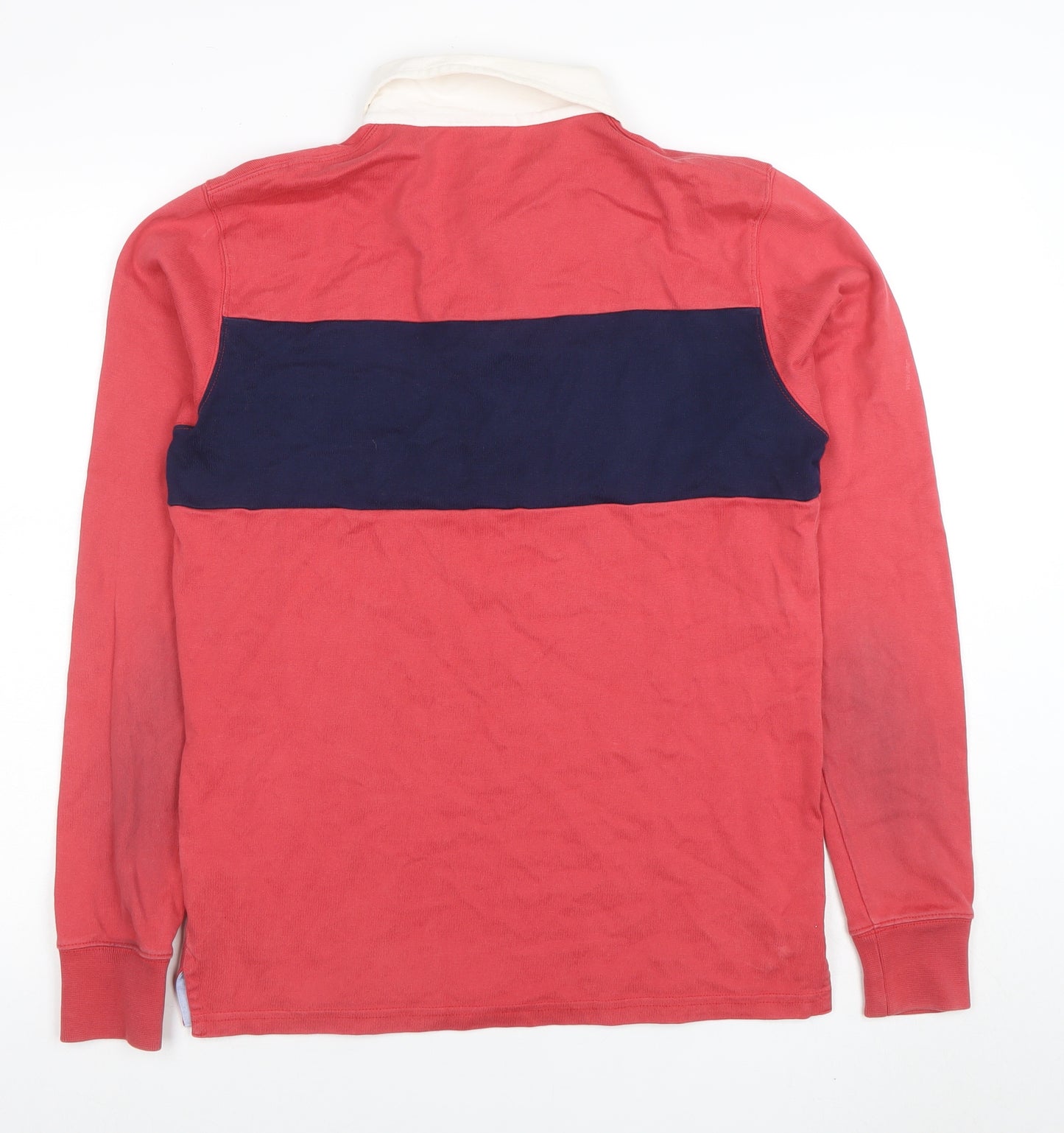 Gant Men's Red & Navy Long Sleeve Cotton Polo Shirt Size S
