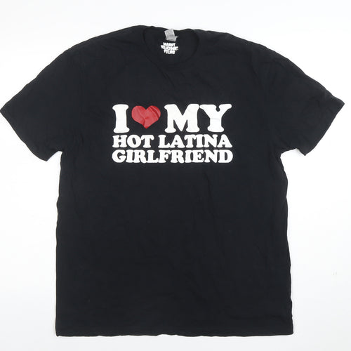 Gildan Men's Black Funny Graphic Cotton T-Shirt Size L