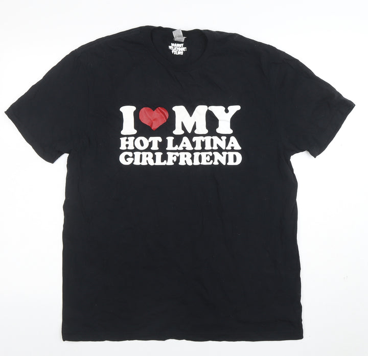 Gildan Men's Black Funny Graphic Cotton T-Shirt Size L