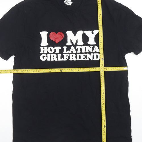 Gildan Men's Black Funny Graphic Cotton T-Shirt Size L