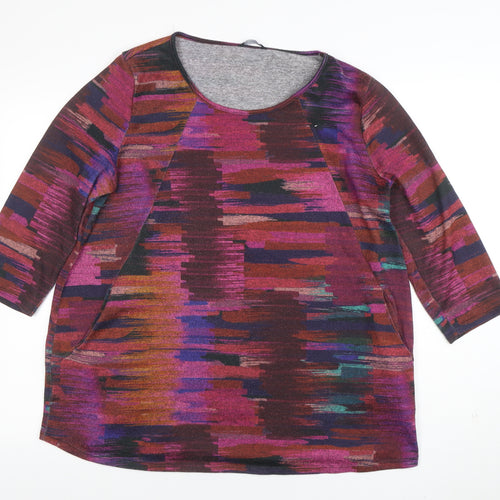 Roman Women’s Multicoloured Size 16 Tunic Top 3/4 Sleeve Scoop Neck