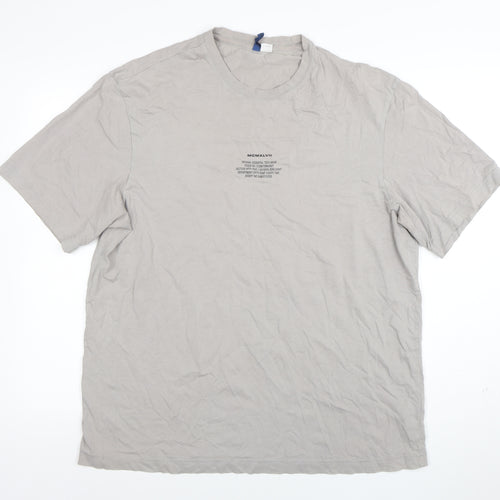 H&M Divided Men's Beige Graphic Print Cotton T-Shirt Size L