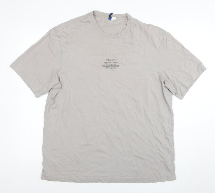 H&M Divided Men's Beige Graphic Print Cotton T-Shirt Size L