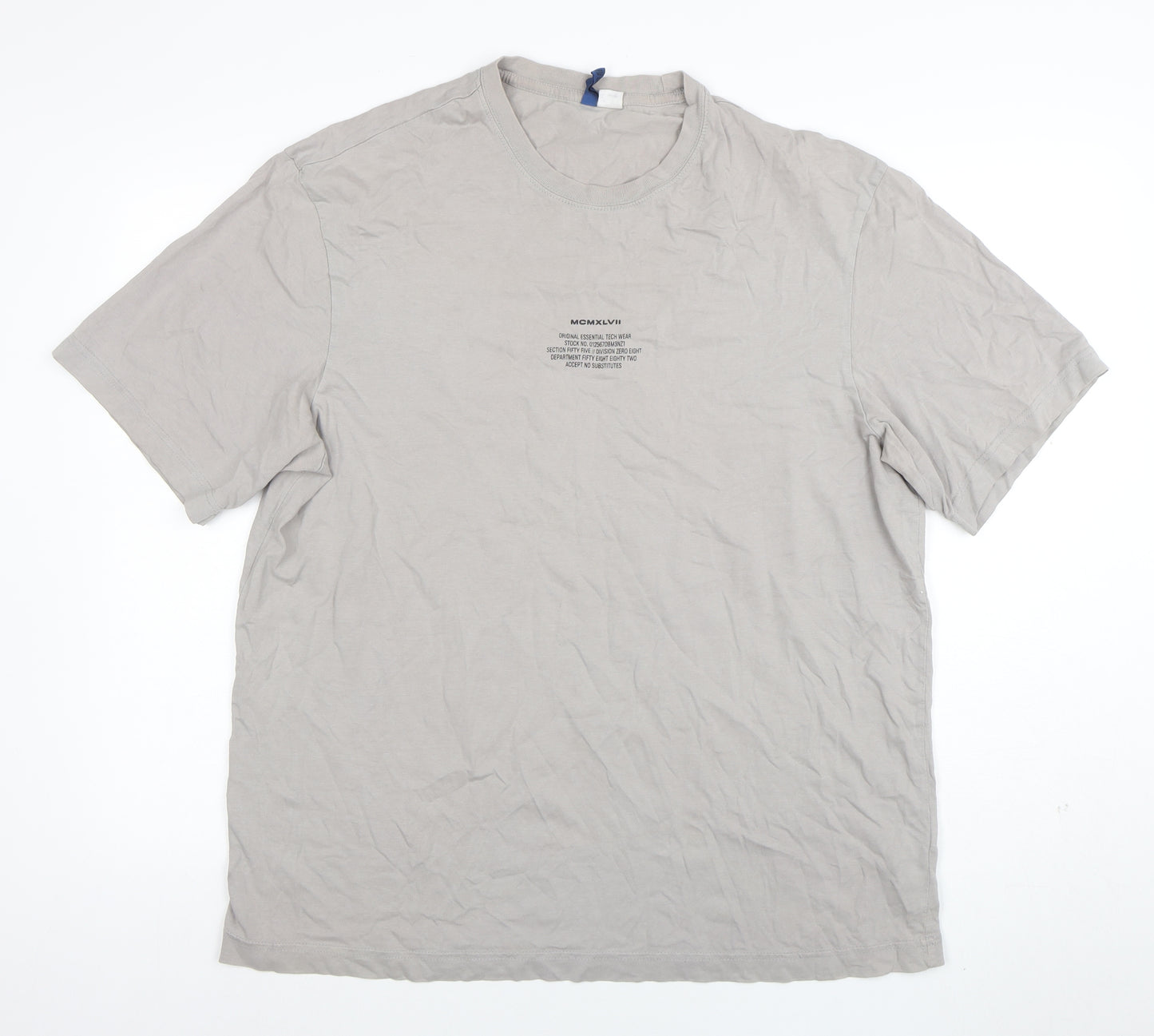H&M Divided Men's Beige Graphic Print Cotton T-Shirt Size L