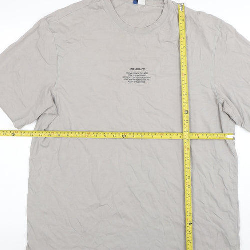 H&M Divided Men's Beige Graphic Print Cotton T-Shirt Size L