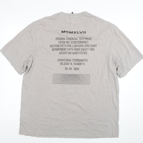 H&M Divided Men's Beige Graphic Print Cotton T-Shirt Size L